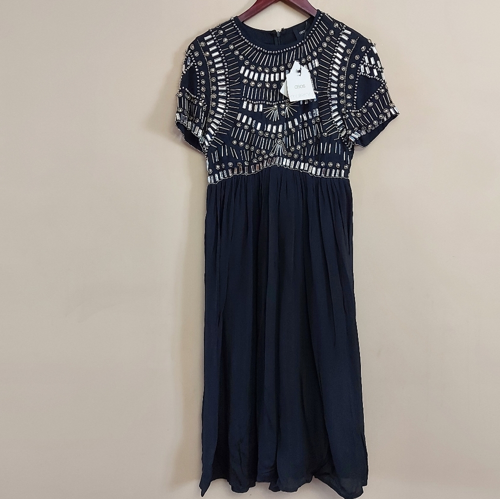 Asos Maternity black beaded special occasion dress Size 8